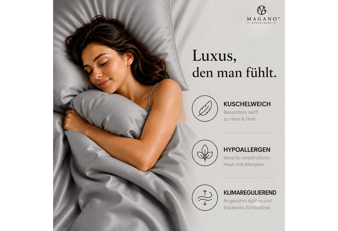 MAGANO Kissenbezug, Luxus 100% TENCEL ™ Lyocell, 400 TC Fadendichte, Hypoallergen, Thermoregulierend – Bild 4 von 5