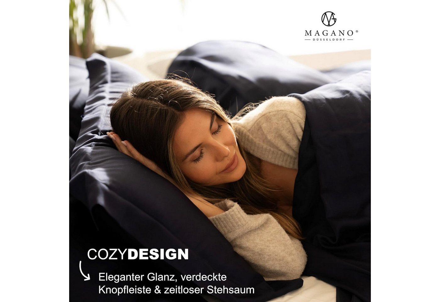 MAGANO Kissenbezug, Bambus & Baumwolle Satin, Luxus Kopfkissenbezug, (1 Stück), 400 TC Luxusqualität, Hypoallergen, Thermoregulierend – Bild 2 von 5