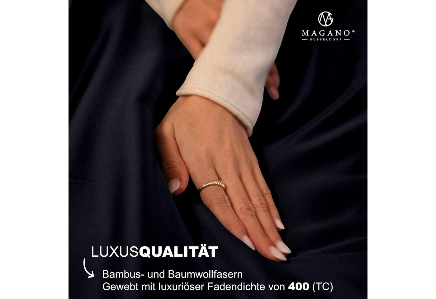 MAGANO Kissenbezug, Bambus & Baumwolle Satin, Luxus Kopfkissenbezug, (1 Stück), 400 TC Luxusqualität, Hypoallergen, Thermoregulierend – Bild 4 von 5