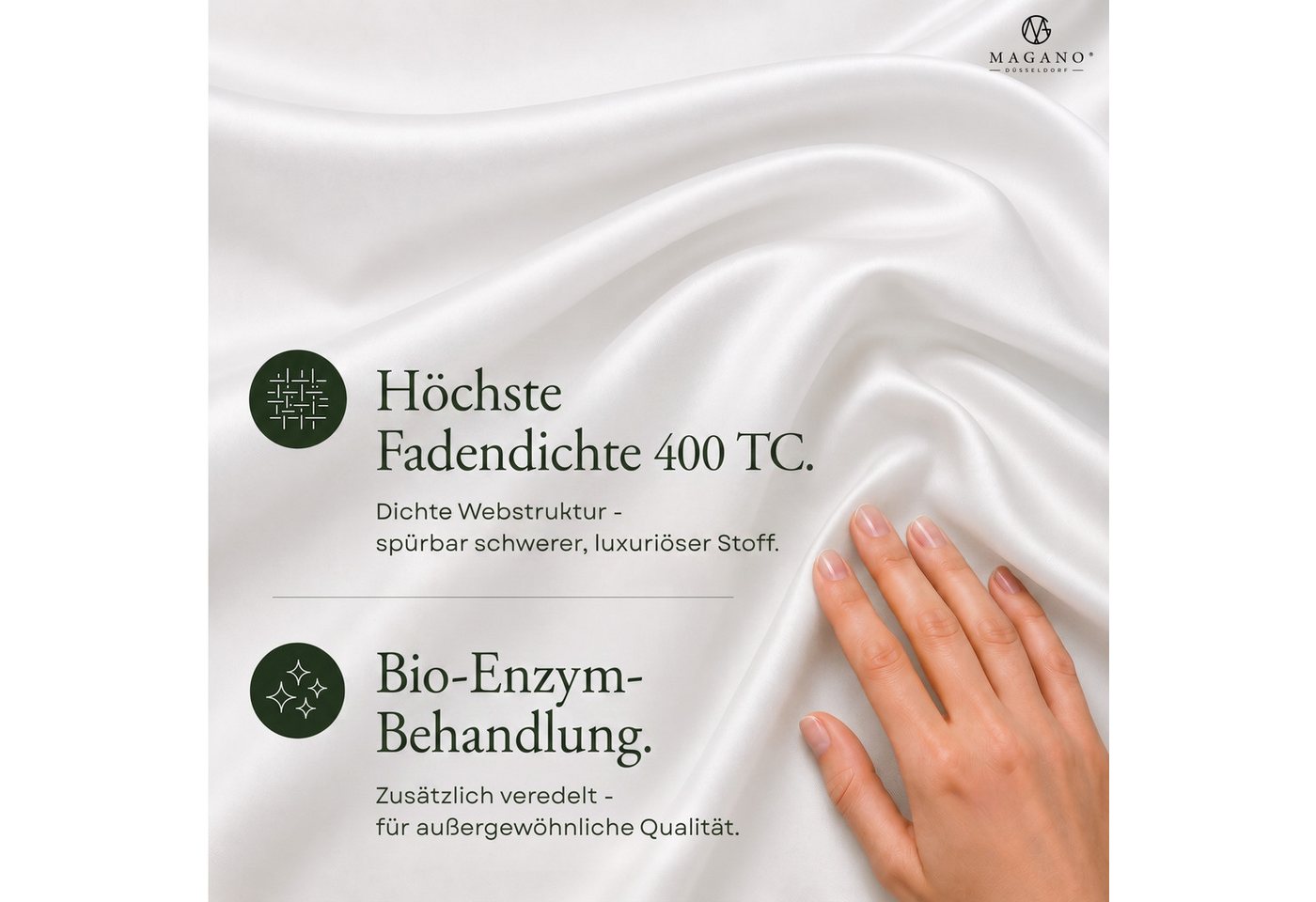 MAGANO Spannbettlaken, Luxus 100% TENCEL ™ Lyocell, Bettlaken, Gummizug: rundum, 400 TC Fadendichte, Hypoallergen, Thermoregulierend – Bild 4 von 5