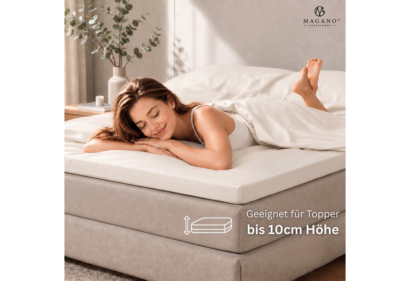 MAGANO Spannbettlaken, Luxus 100% TENCEL ™ Lyocell, Bettlaken, Gummizug: rundum, 400 TC Fadendichte, Hypoallergen, Thermoregulierend – Bild 2 von 5