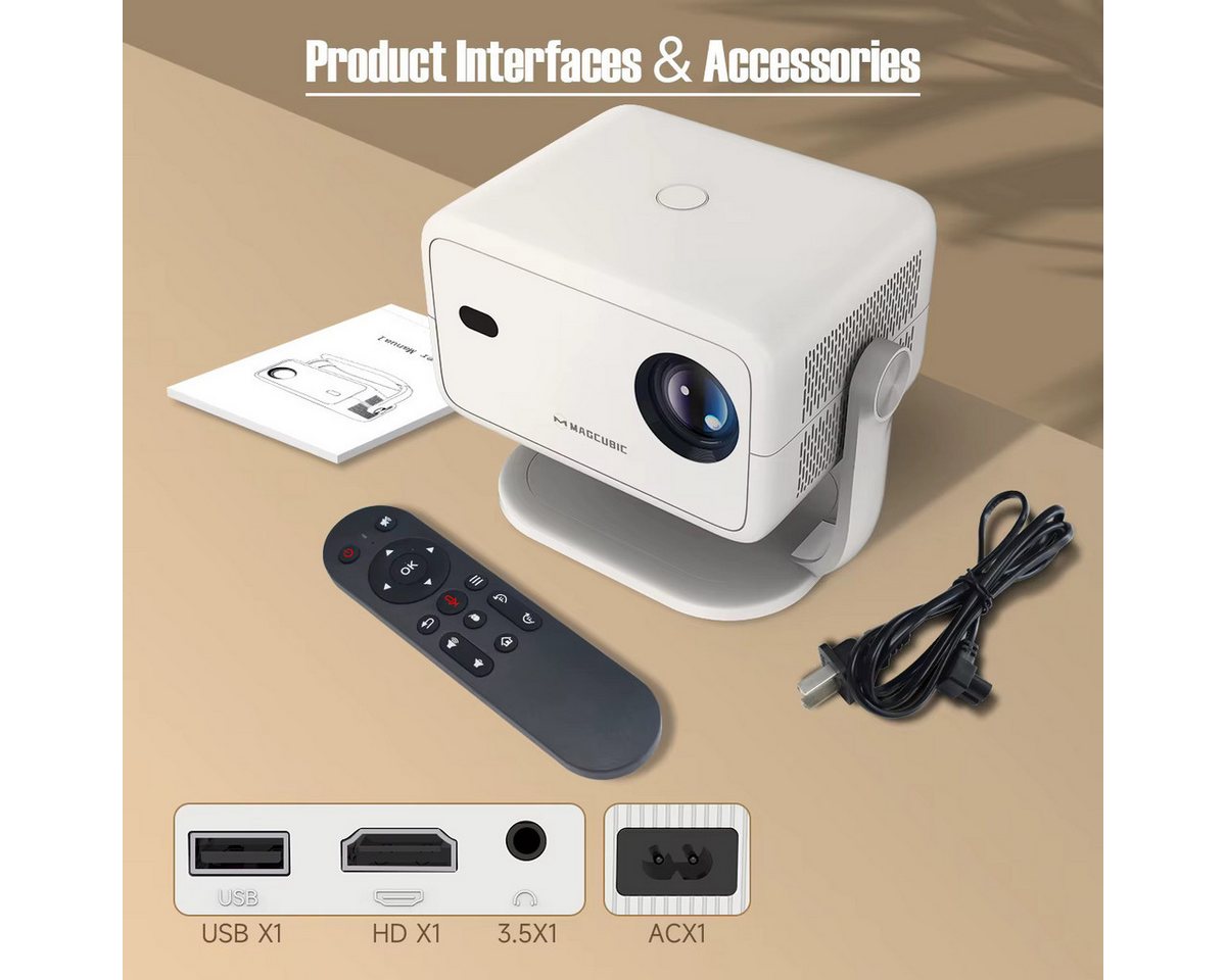 Magcubic Magcubic Tragbarer Mini Projektor Beamer L018 4K Android 11 Wifi6 Portabler Projektor (6000 lm, 20000:1, 3840 x 2160 px, BT 5.2, 4K 1080p unterstützt) – Bild 3 von 5