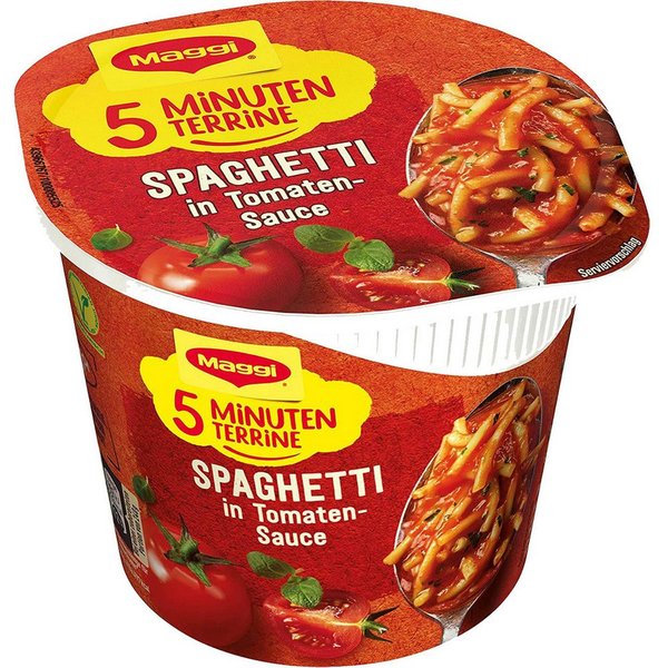 MAGGI Fertiggericht, Maggi 5 Minuten Terrine Spaghetti in fruchtiger Tomaten Sauce 60g