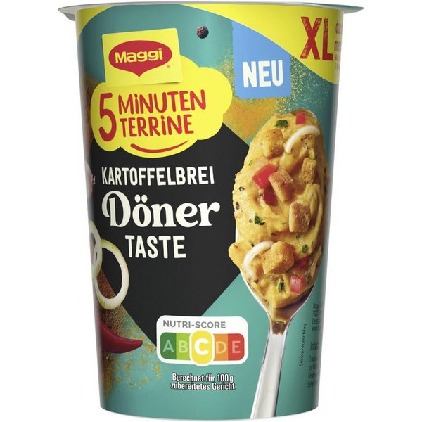 MAGGI Fertiggericht, Maggi 5 Minuten Terrine Döner Taste XL Cup Packung 71g
