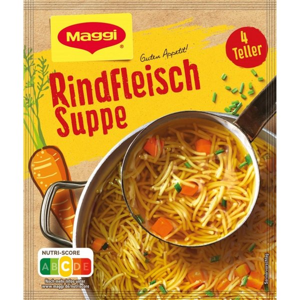 MAGGI Fertiggericht, Maggi Guten Appetit Rindfleisch Suppe mit Nudeln und Gemüse 85g