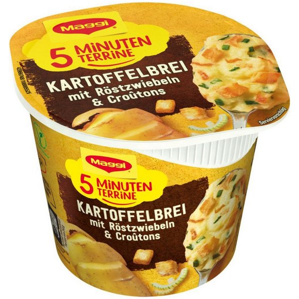 MAGGI Fertiggericht, Maggi 5 Minuten Terrine Kartoffelbrei mit Röstzwiebeln Croutons 59g