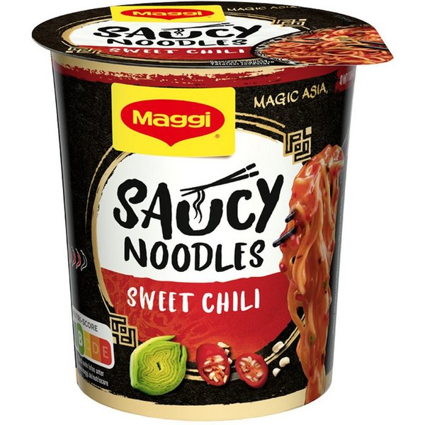 MAGGI Fertiggericht, MAGGI MAGIC ASIA Saucy Noodles Sweet Chili Cup im Becher 75g