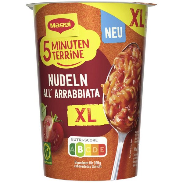 MAGGI Fertiggericht, Maggi 5 Minuten Terrine All Arrabbiata Taste XL Cup Packung 71g