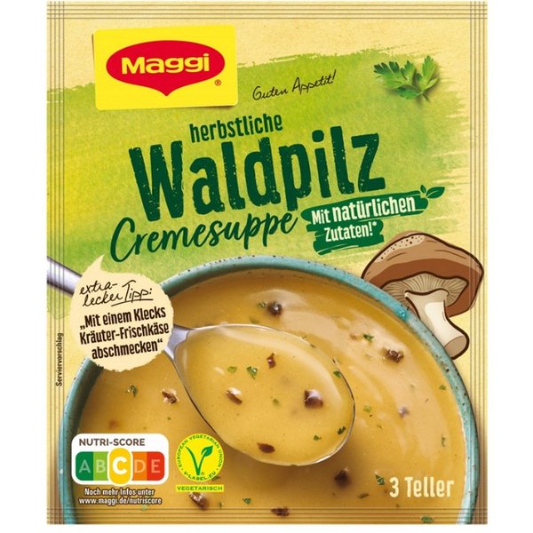 MAGGI Fertiggericht, Maggi Guten Appetit Waldpilz Cremesuppe mit natürliche Zutaten 50g