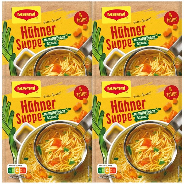 MAGGI Fertiggericht, Maggi Guten Appetit Hühner Suppe mit natürlichen Zutaten 60g 4er Pack