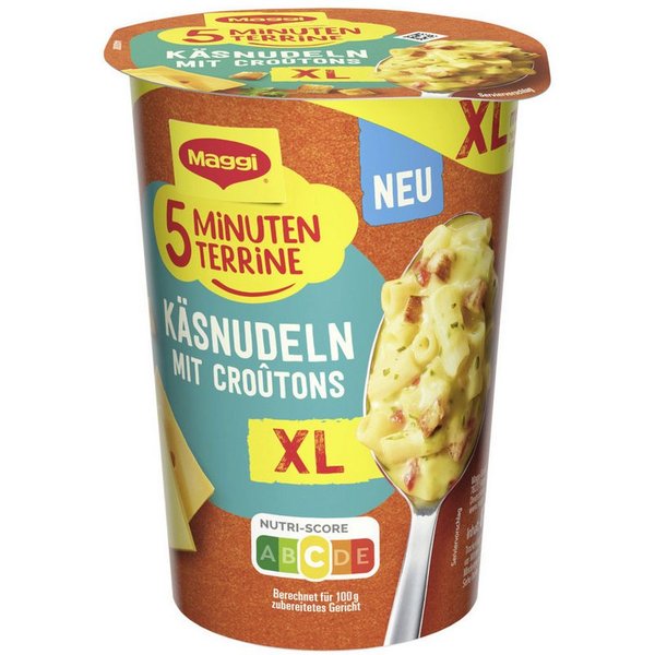MAGGI Fertiggericht, Maggi 5 Minuten Terrine Käsenudeln Taste XL Cup Packung 87g