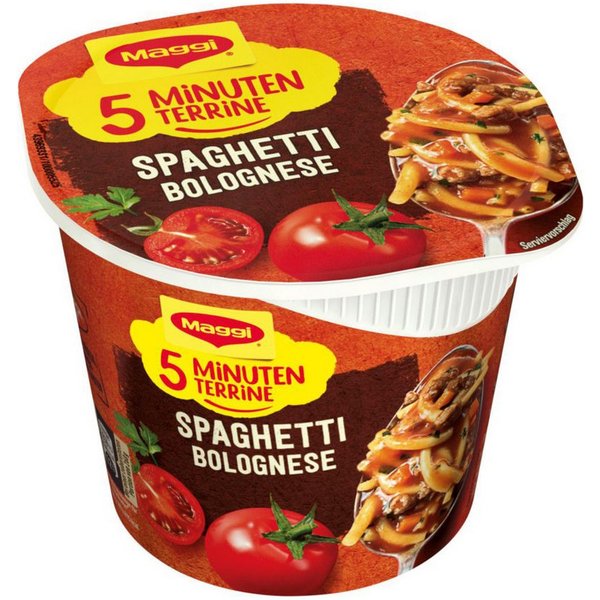 MAGGI Fertiggericht, Maggi 5 Minuten Terrine Spaghetti Bolognese Fertigpackung 62g