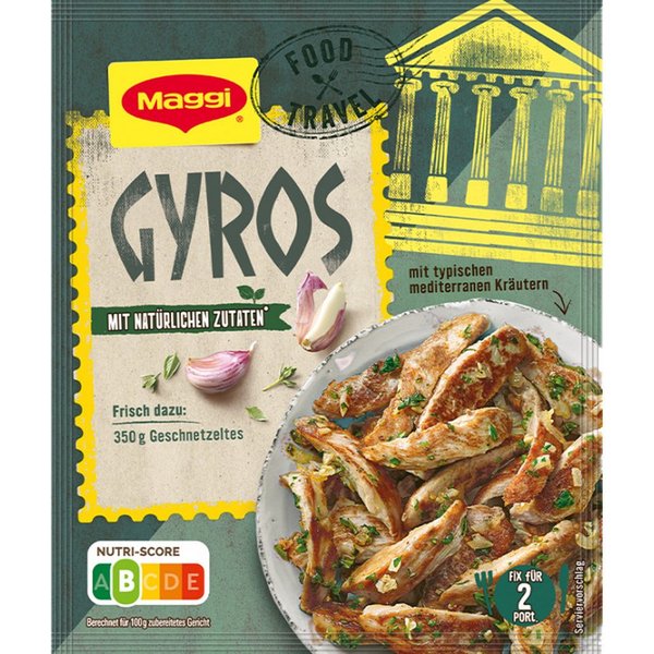 MAGGI Gewürz, Maggi Food Travel Fix für Gyros Gewürz mit natürlichen Zutaten 30g