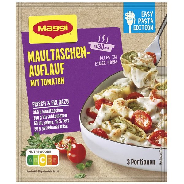 MAGGI Gewürz, Maggi Fix Maultaschen Auflauf herzhaftes Ofengericht Packung 31g