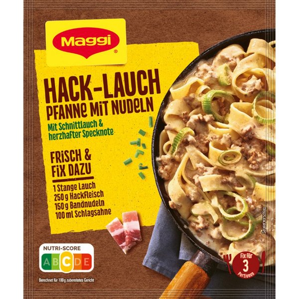 MAGGI Saucen, Maggi Fix Hack Lauch Pfanne mit Nudel Wuerzmix schnell lecker 42 g