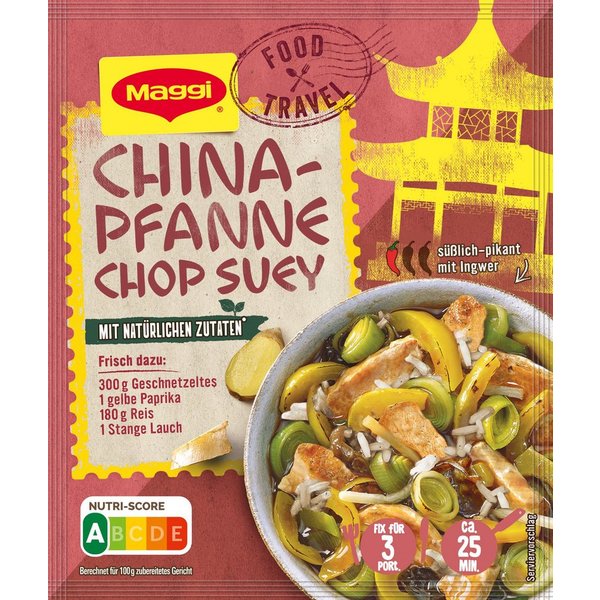 MAGGI Saucen, Maggi Fix China Pfanne Chop Suey mit Wuerze schnell zubereitet 34g
