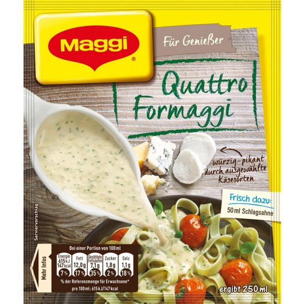 MAGGI Saucen, Maggi Für Genießer Quattro Formaggi würzig pikante Käse Sauce 42g