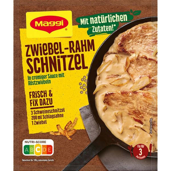 MAGGI Saucen, Maggi Fix für Zwiebel Rahm Schnitzel in cremig würziger Sauce 33g