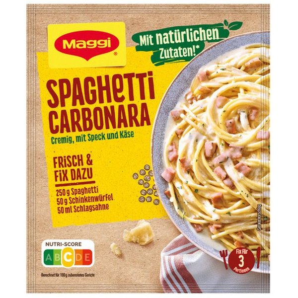 MAGGI Saucen, Maggi Fix für Spaghetti Carbonara cremig mit speck und Käse 34g