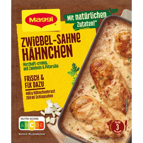 MAGGI Saucen, Maggi Fix für Zwiebel Sahne Hähnchen herzhaft mit feinen Zwiebeln 26g