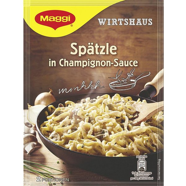 MAGGI Saucen, Maggi Wirtshaus Spätzle in Champignon Sauce herzhaft abgeschmeckt 123g