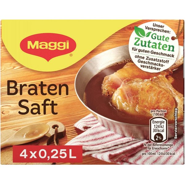 MAGGI Saucen, Maggi Bratensaft zum Abrunden oder zu Fleisch 72g 4er für 4x 250ml
