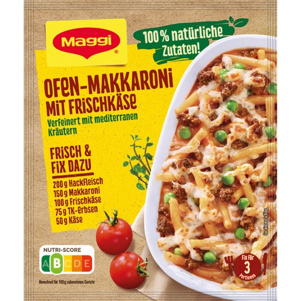MAGGI Saucen, Maggi Fix für Ofen Makkaroni mit Frischkäse mediterranen Kräutern 39g