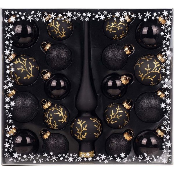 MAGIC by Inge Weihnachtsbaumkugel Kugelsortiment mit Spitze 19 Stk Ebony Black