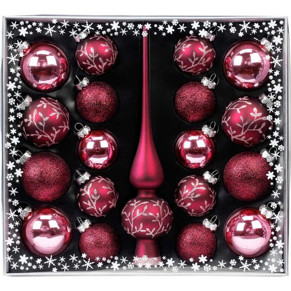 MAGIC by Inge Weihnachtsbaumkugel Kugelsortiment mit Spitze 19 Stk Berry Kiss