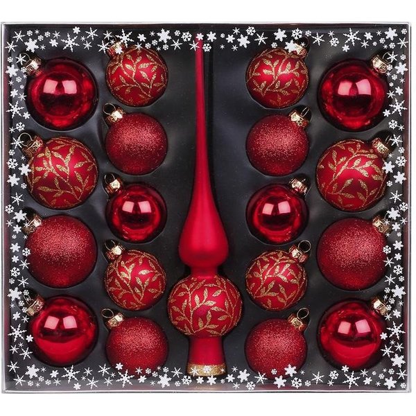 MAGIC by Inge Weihnachtsbaumkugel Kugelsortiment mit Spitze 19 Stk Traditional Red