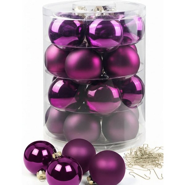MAGIC by Inge Weihnachtsbaumkugel Weihnachtskugeln 20 Stk 6cm Purple Deluxe mit Haken