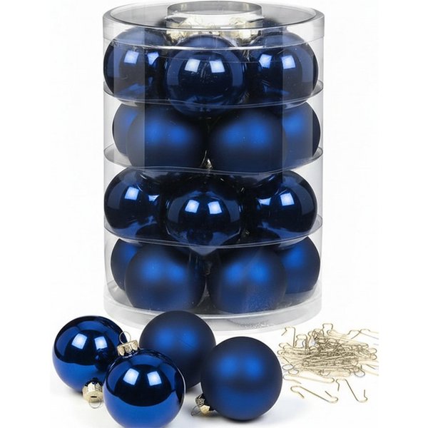 MAGIC by Inge Weihnachtsbaumkugel Weihnachtskugeln 20 Stk 6cm Midnight Blue mit Haken
