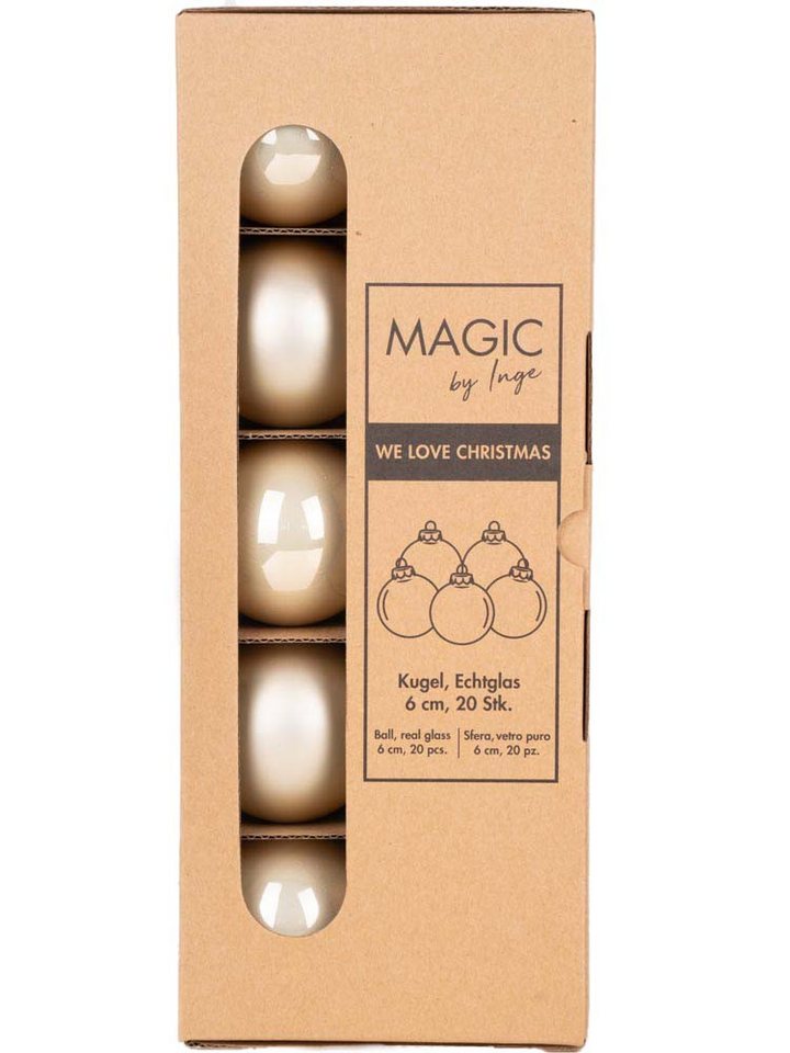 MAGIC by Inge Weihnachtsbaumkugel Weihnachtskugeln Champagne 20 Stk 6cm + Haken – Bild 3 von 4