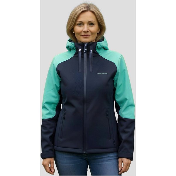 Magic Marine Softshelljacke Damen Outdoorjacke Softshell Allwetterjacke Reefer Kapuze M wasserdicht, strapazierfähig, winddicht, 4-Wege-Stretch, atmungsaktiv