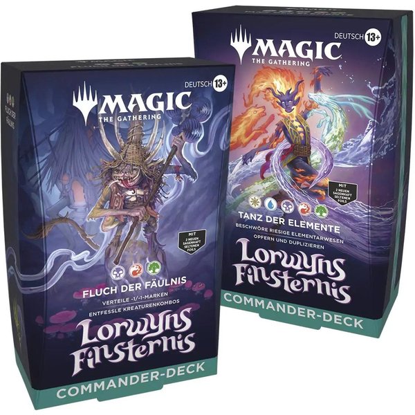 Magic the Gathering Sammelkarte Lorwyns Finsternis Commander Deck Set Deutsch, Enthält Fluch Der Fäulnis und Tanz der Elemente