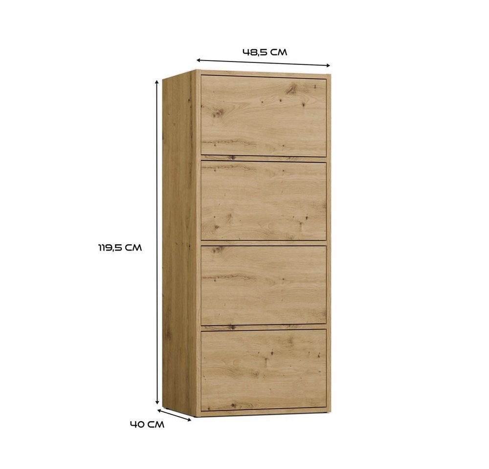 MAGOWA Kommode ALMA moderne Kommode mit TIP-ON System (perfekt kombinierbar), Höhe: 119 cm - Breite: 50 cm - Tiefe: 40 cm – Bild 5 von 5