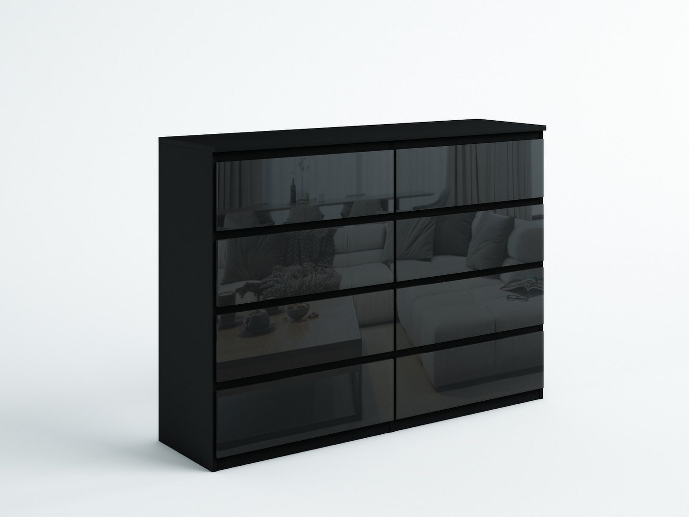 MAGOWA Schubkastenkommode Kommode 120 cm – moderne Kommode mit 8 Schubladen mit Stauraum (ideale Lösung), Breite 120 cm - Höhe 101,5 cm - Tiefe 39 cm – Bild 2 von 5