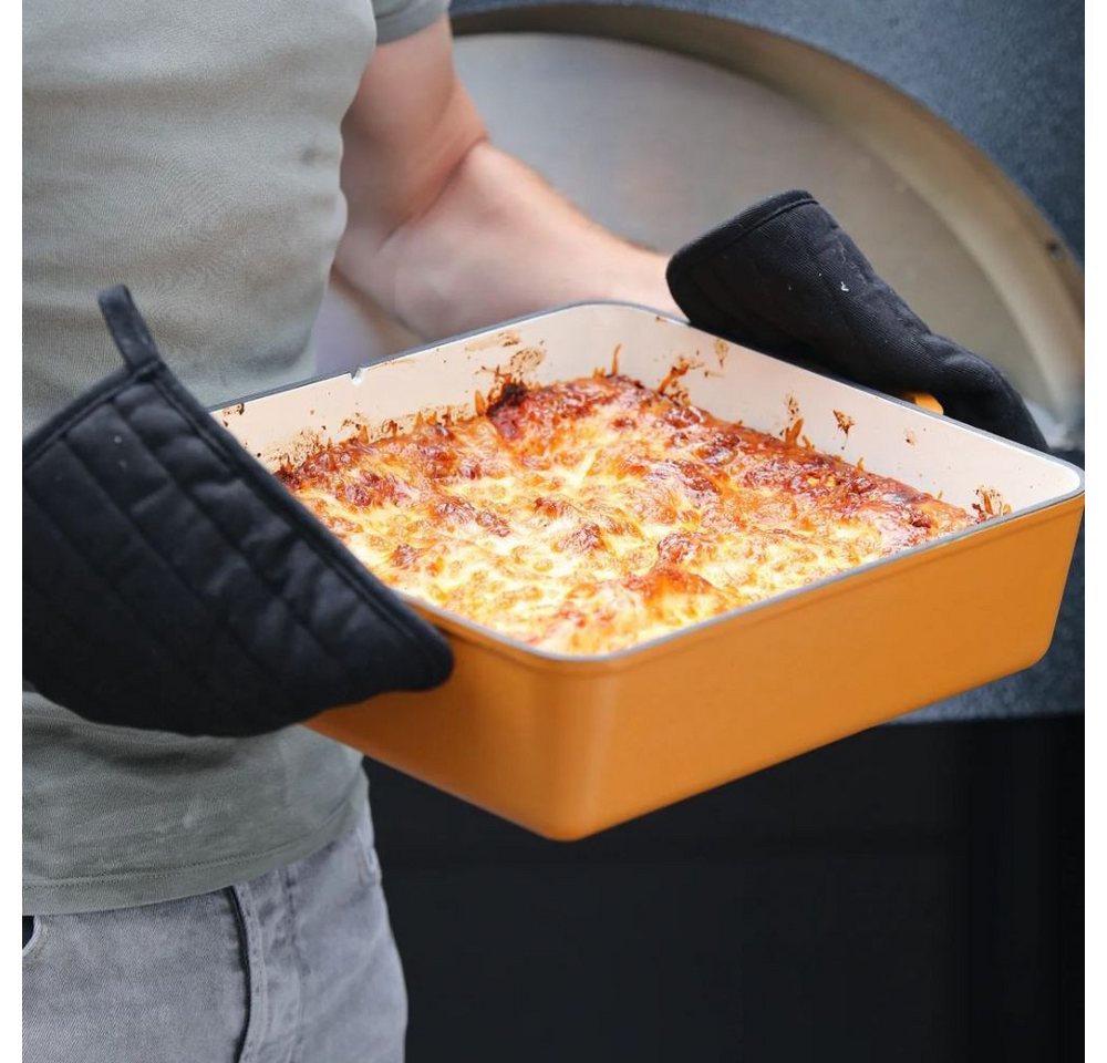 Mahlzeit Bräter Gusseisen emailliert, 10,5 L, Sunny Orange, Bräter 2in1 mit Pfanne, Gusseisen – Bild 2 von 5