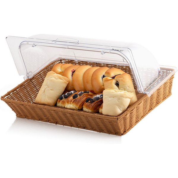 Mahlzeit Brotkorb Rattan, mit Rolltop-Deckel, 53,5 x 33 x 25 cm, geflochtener Korb, Kunststoff