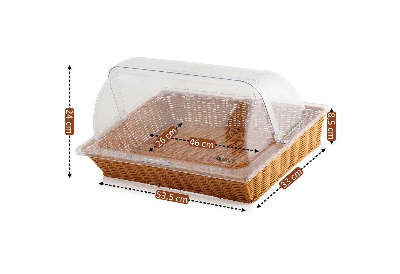 Mahlzeit Brotkorb Rattan, mit Rolltop-Deckel, 53,5 x 33 x 25 cm, geflochtener Korb, Kunststoff – Bild 3 von 5
