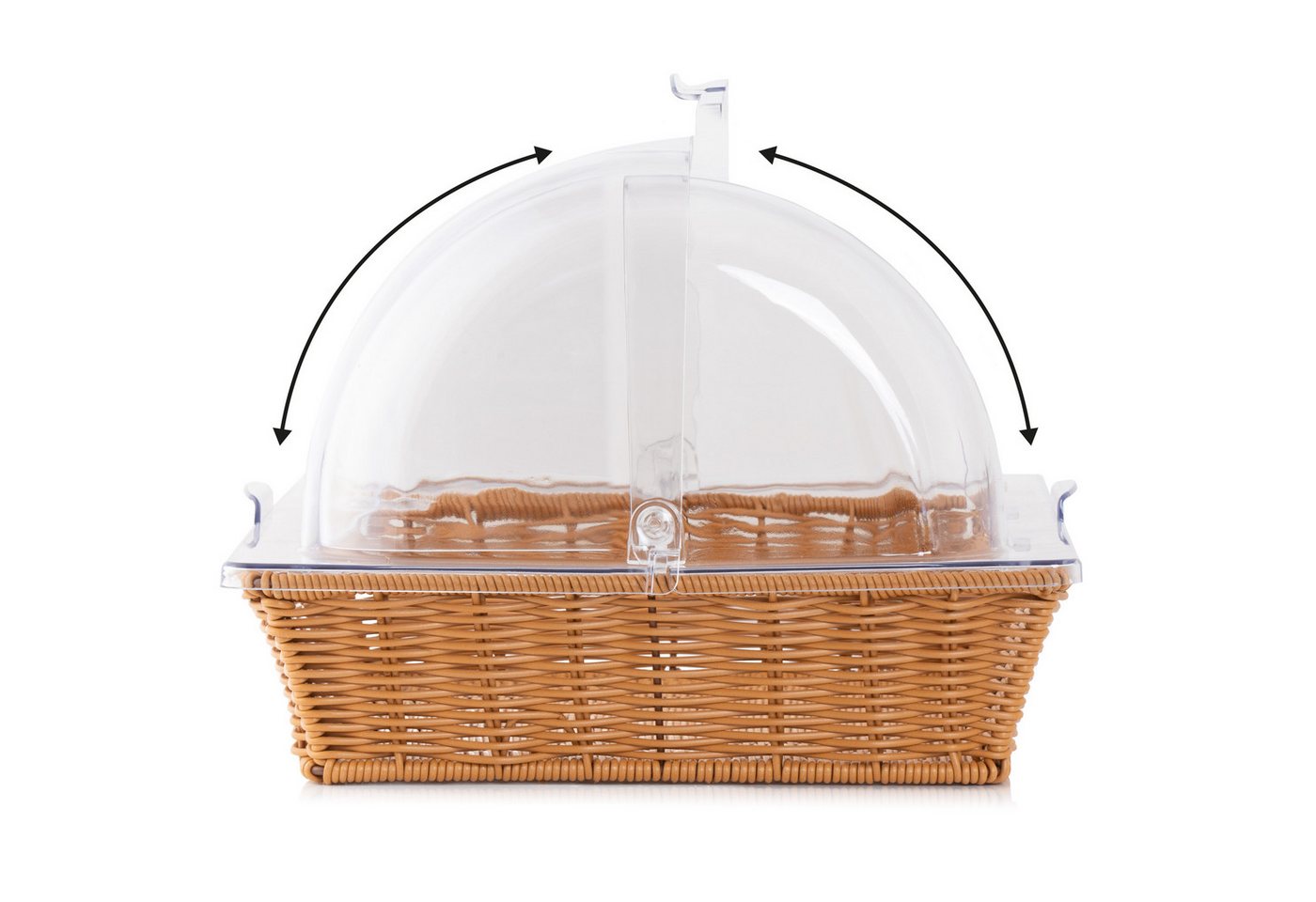 Mahlzeit Brotkorb Rattan, mit Rolltop-Deckel, 53,5 x 33 x 25 cm, geflochtener Korb, Kunststoff – Bild 4 von 5