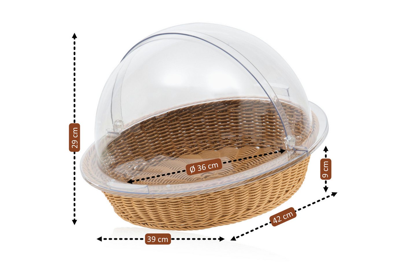 Mahlzeit Brotkorb Rattan Brotkorb mit Rolltop-Deckel, 42 x 39 x 29 cm, geflochten, Kunststoff, (1-tlg), Leicht zu reinigen – Bild 3 von 5