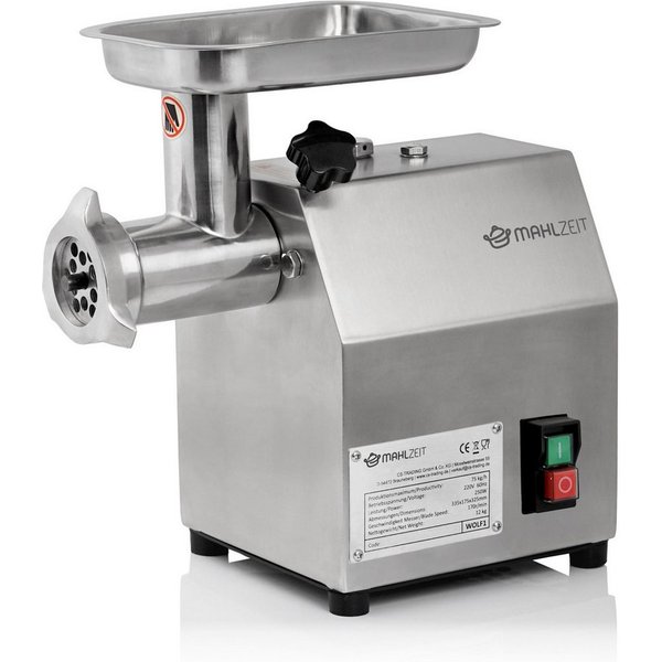Mahlzeit Fleischwolf Profi Edelstahl Fleischwolf elektrisch, 250W - 75kg/h, Wurstfüller, 250 W