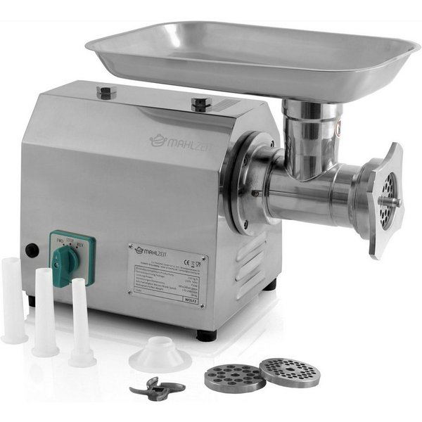 Mahlzeit Fleischwolf Profi Edelstahl Fleischwolf elektrisch, 750W - 150kg/h, Wurstfüller, 750 W