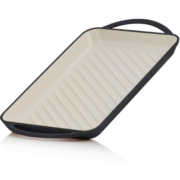 Mahlzeit Grillplatte Gusseisen, 39,5 x 22 x 3,5 cm, Blue Berry, Emailliert mit 2 Griffen