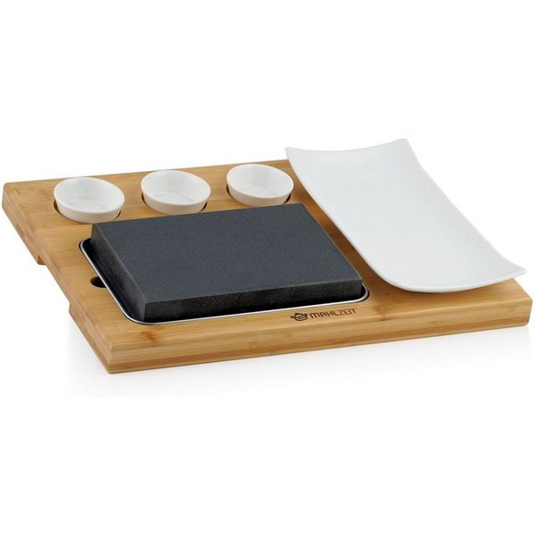 Mahlzeit Lavasteine Set (7-teilig), Set mit heißem Stein, Teller und Dipschalen