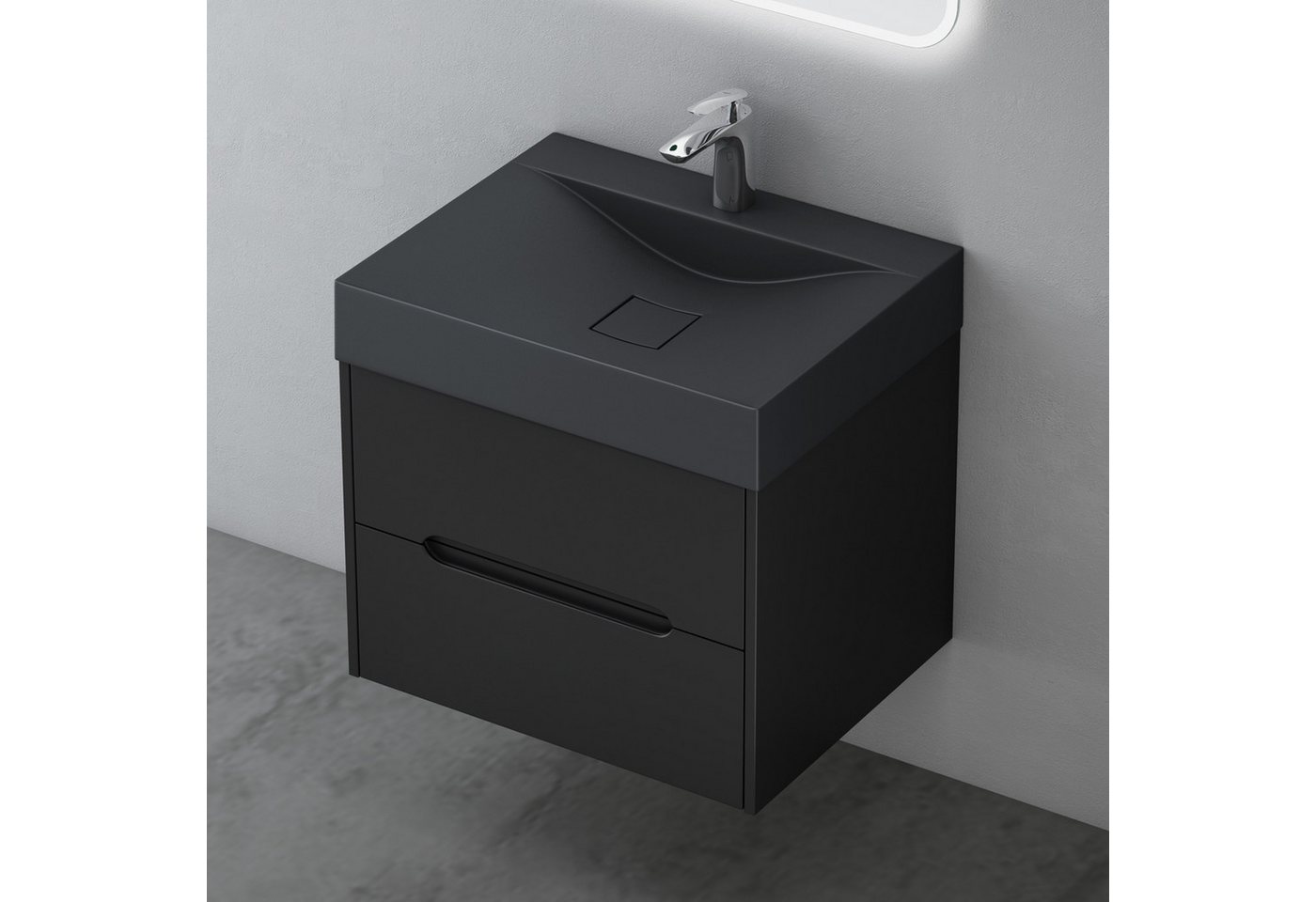 Mai & Mai Badmöbel-Set Badmöbel Waschbeckenunterschrank mit Mineralguss Waschbecken Yoga, Badmöbel-Set mit Schubladen,lackierter MDF-Unterschrank,Softclose – Bild 3 von 5