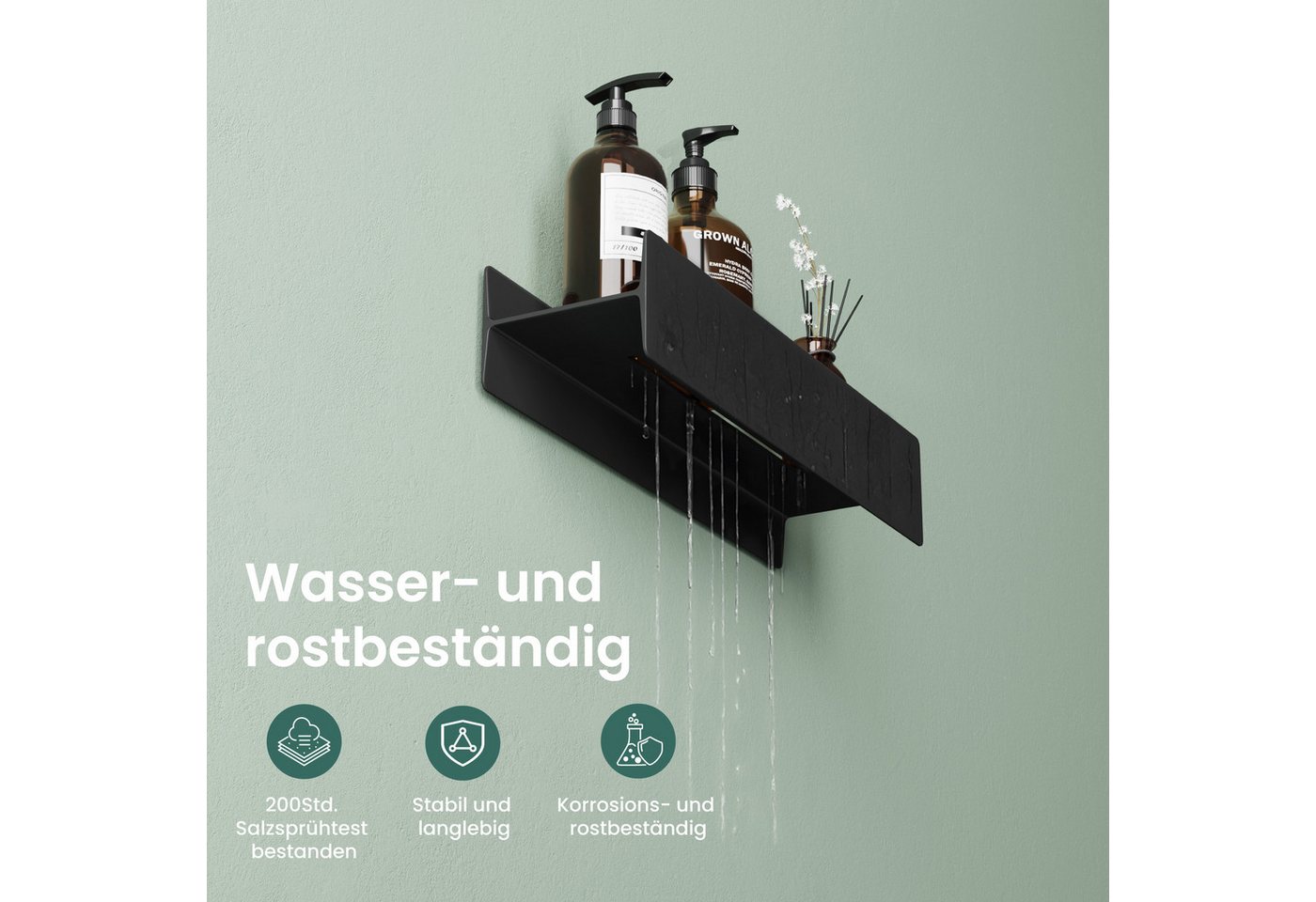 Mai & Mai Duschablage Duschregal Badablage zum Bohren oder Kleben Wandmontage Reglo-03, offenen Konstruktion kann als Handtuchhalter genutzt werden – Bild 4 von 5