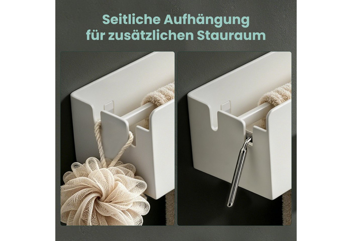 Mai & Mai Duschablage Duschregal Badezimmer Ablage aus kohlenstoffstahl Regol-18, Für Dusche, Bad und Küche, Kleben oder Bohren, Erhöhter Schutzrand – Bild 3 von 5