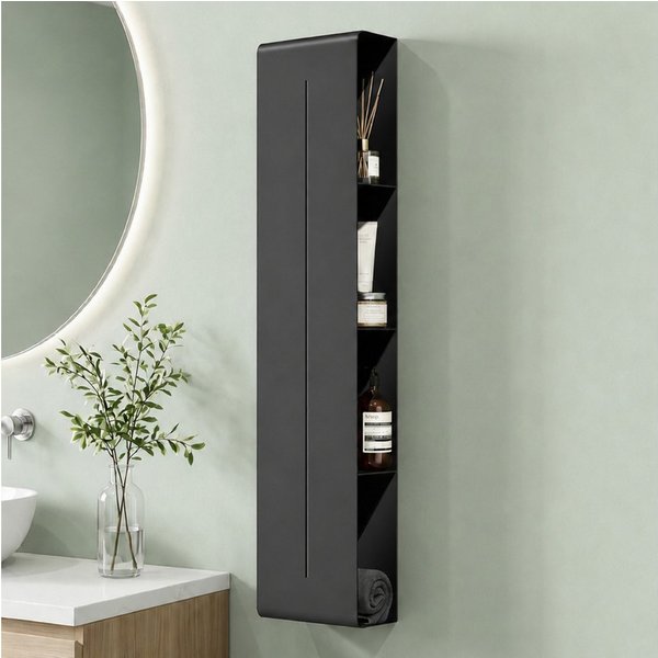 Mai & Mai Duschregal Duschablage schmal mit 4 Ablagen in Weiß hoher Ebenenabstand Reglo-16, 15 cm lange Ablauföffnungen für schnellen Wasserabfluss